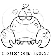Cartoon Clipart Of A Black And White Crab In Love Vector Outlined Coloring Page