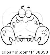 Cartoon Clipart Of A Black And White Drunk Crab Vector Outlined Coloring Page