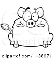 Poster, Art Print Of Black And White Happy Smiling Boar