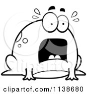 Cartoon Clipart Of A Black And White Chubby Frog Panicking Vector Outlined Coloring Page