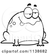 Poster, Art Print Of Black And White Chubby Drunk Or Sick Frog