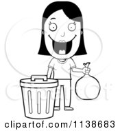 Poster, Art Print Of Black And White Happy Woman Taking Out The Trash