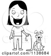 Poster, Art Print Of Black And White Happy Woman Ready To Walk Her Dog