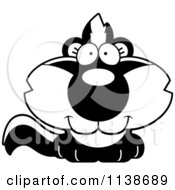 Cartoon Clipart Of A Black And White Cute Happy Baby Skunk Vector Outlined Coloring Page