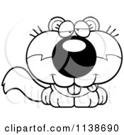 Cartoon Clipart Of A Black And White Cute Drunk Baby Squirrel Vector Outlined Coloring Page