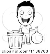 Poster, Art Print Of Black And White Happy Boy Taking Out The Trash