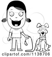 Poster, Art Print Of Black And White Happy Girl Ready To Walk Her Dog