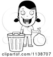 Poster, Art Print Of Black And White Happy Girl Taking Out The Trash