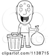 Poster, Art Print Of Black And White Happy Grandpa Taking Out The Trash