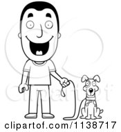 Poster, Art Print Of Black And White Happy Man Ready To Walk His Dog