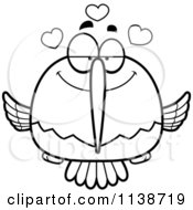 Cartoon Clipart Of A Black And White Amorous Hummingbird Vector Outlined Coloring Page by Cory Thoman
