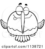 Cartoon Clipart Of A Black And White Drunk Or Dumb Hummingbird Vector Outlined Coloring Page by Cory Thoman