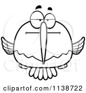 Cartoon Clipart Of A Black And White Bored Or Skeptical Hummingbird Vector Outlined Coloring Page