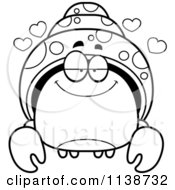 Cartoon Clipart Of A Black And White Amorous Hermit Crab Vector Outlined Coloring Page by Cory Thoman