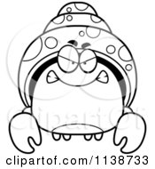 Cartoon Clipart Of A Black And White Angry Hermit Crab Vector Outlined Coloring Page by Cory Thoman