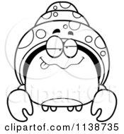 Cartoon Clipart Of A Black And White Dumb Hermit Crab Vector Outlined Coloring Page by Cory Thoman
