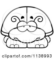 Cartoon Clipart Of A Black And White Depressed Beetle Vector Outlined Coloring Page by Cory Thoman