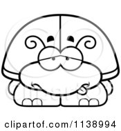 Cartoon Clipart Of A Black And White Sick Beetle Vector Outlined Coloring Page