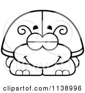 Cartoon Clipart Of A Black And White Sleeping Beetle Vector Outlined Coloring Page by Cory Thoman