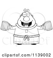 Poster, Art Print Of Black And White Chubby Monk With Beers