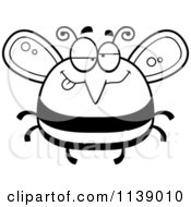 Cartoon Clipart Of A Black And White Pudgy Drunk Bee Vector Outlined Coloring Page