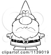 Cartoon Clipart Of A Mad Gnome Vector Outlined Coloring Page by Cory Thoman