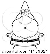 Cartoon Clipart Of A Shocked Gnome Vector Outlined Coloring Page by Cory Thoman