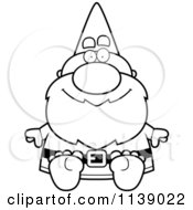 Cartoon Clipart Of A Sitting Gnome Vector Outlined Coloring Page by Cory Thoman