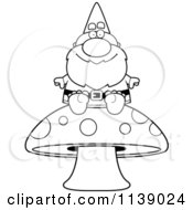Poster, Art Print Of Black And White Gnome Sitting On A Mushroom