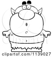 Cartoon Clipart Of A Black And White Shocked Goblin Vector Outlined Coloring Page