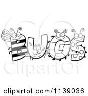 Cartoon Clipart Of Black And White Insect Letters Spelling BUGS Vector Outlined Coloring Page