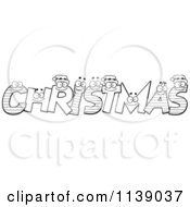 Cartoon Clipart Of Black And White Happy Festive Letter Spelling Christmas Vector Outlined Coloring Page