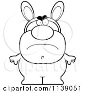 Cartoon Clipart Of A Black And White Mad Man In An Easter Bunny Costume Vector Outlined Coloring Page