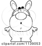 Cartoon Clipart Of A Black And White Shocked Man In An Easter Bunny Costume Vector Outlined Coloring Page