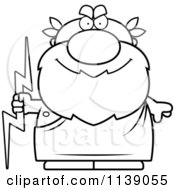 Cartoon Clipart Of A Black And White Greek Man Holding A Lightning Bolt Vector Outlined Coloring Page by Cory Thoman