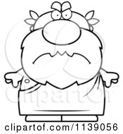 Cartoon Clipart Of A Black And White Mad Greek Man Vector Outlined Coloring Page