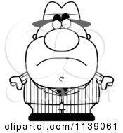Cartoon Clipart Of A Black And White Mad Mobster Vector Outlined Coloring Page