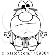 Cartoon Clipart Of A Black And White Sitting Mobster Vector Outlined Coloring Page