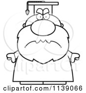 Cartoon Clipart Of A Black And White Mad Professor Vector Outlined Coloring Page