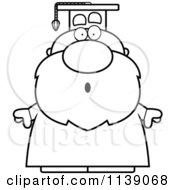 Cartoon Clipart Of A Black And White Shocked Professor Vector Outlined Coloring Page