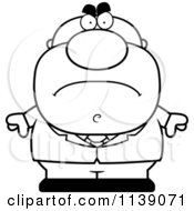 Cartoon Clipart Of A Black And White Mad Businessman In A Suit Vector Outlined Coloring Page