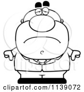 Cartoon Clipart Of A Black And White Sad Businessman In A Suit Vector Outlined Coloring Page