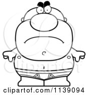 Cartoon Clipart Of A Black And White Mad Bald Man In Underwear Vector Outlined Coloring Page by Cory Thoman