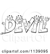 Cartoon Clipart Of Black And White DEVIL Letters Vector Outlined Coloring Page