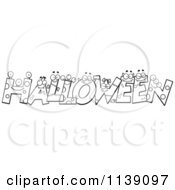 Cartoon Clipart Of Black And White HALLOWEEN Monster Letters Vector Outlined Coloring Page