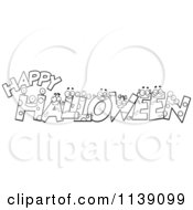 Poster, Art Print Of Black And White Happy Halloween Monster Letters