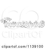 Poster, Art Print Of Black And White Happy Thanksgiving Letter Characters