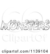 Cartoon Clipart Of Black And White Monster Letters Vector Outlined Coloring Page