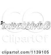 Cartoon Clipart Of Black And White Thanksgiving Letter Characters Vector Outlined Coloring Page