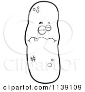 Cartoon Clipart Of A Black And White Sick Turd Character Vector Outlined Coloring Page by Cory Thoman